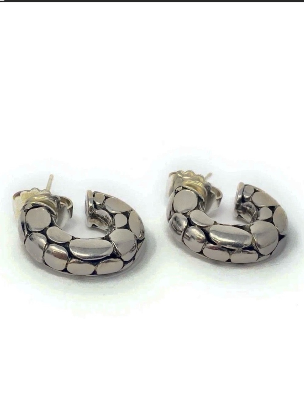 Authentic John Hardy Kali  Pebble Earrings 925 Sterling Silver Hoop - Picture 4 of 7